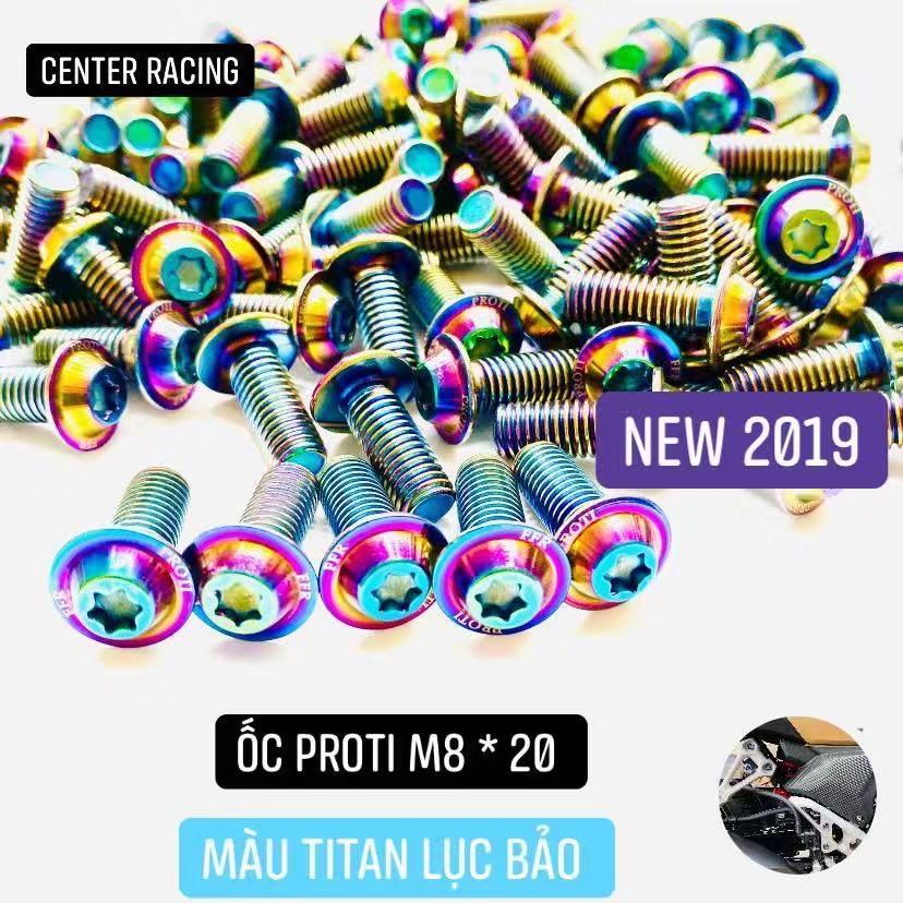 [ Màu titan lục bảo ] Ốc Proti M8 * 20 mm gắn đĩa và gác chân