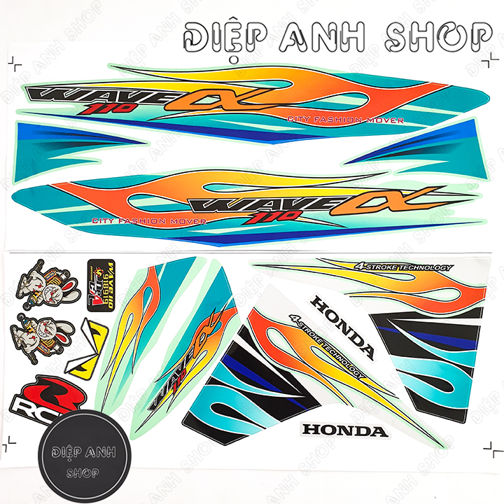 Tem rời Wave Alpha 110 ( Đời 2017 - 2020) - Tem 3 lớp chống phai màu