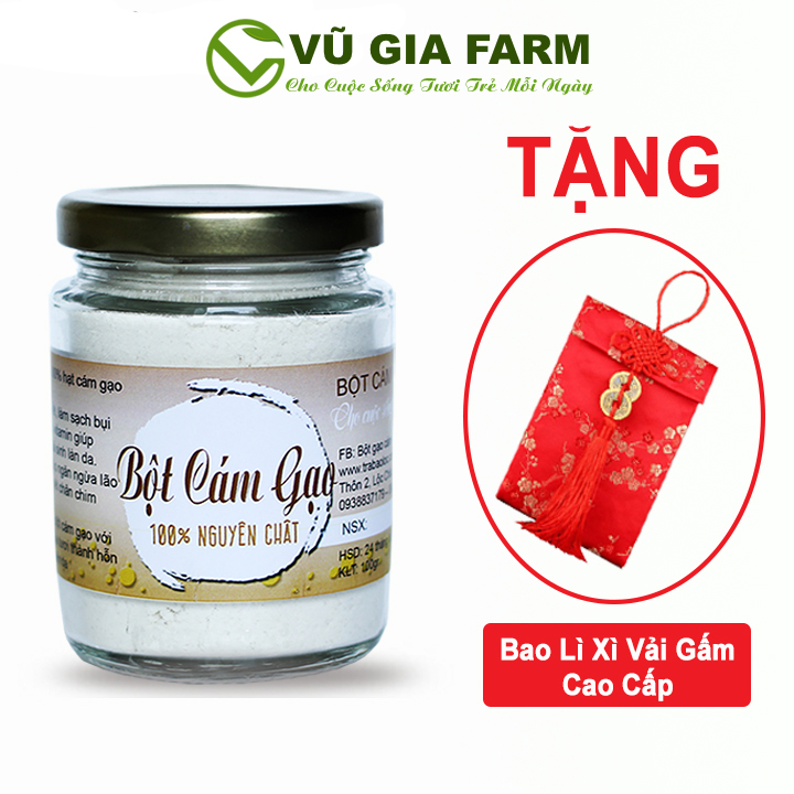 Combo bột cám gạo nguyên chất vũ gia + tặng bao lì xì vải gấm cao cấp
