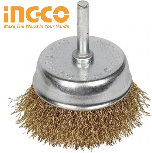 Bánh cước chén cước có cán 75mm wire cup brush Ingco WB30751