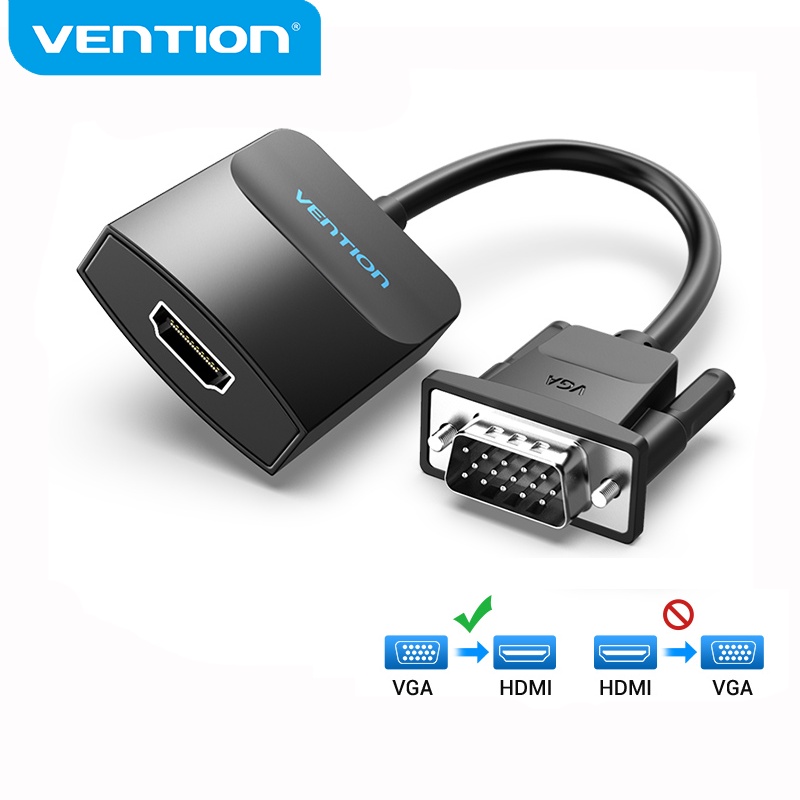 Cáp chuyển đổi vention đổi đầu cắm vga sang hdmi 1080p dành cho laptop pc tv projector