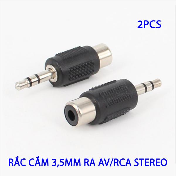 Rắc cắm audio 3,5mm stereo ra av/rca 2 chiếc-mầu đen