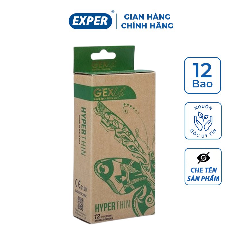 Bao cao su G'EXlife Hyperthin hương chuối, bcs siêu mỏng chống xuất tinh sớm kéo dài thời gian