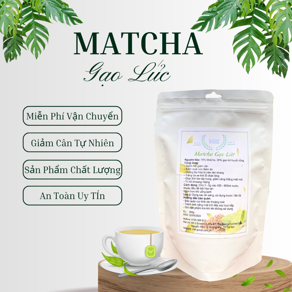 Matcha gạo lức 300g, matcha gạo lức giảm cân, trà gạo lức giảm cân uy tín an toàn, thực phẩm giảm cân chất lượng