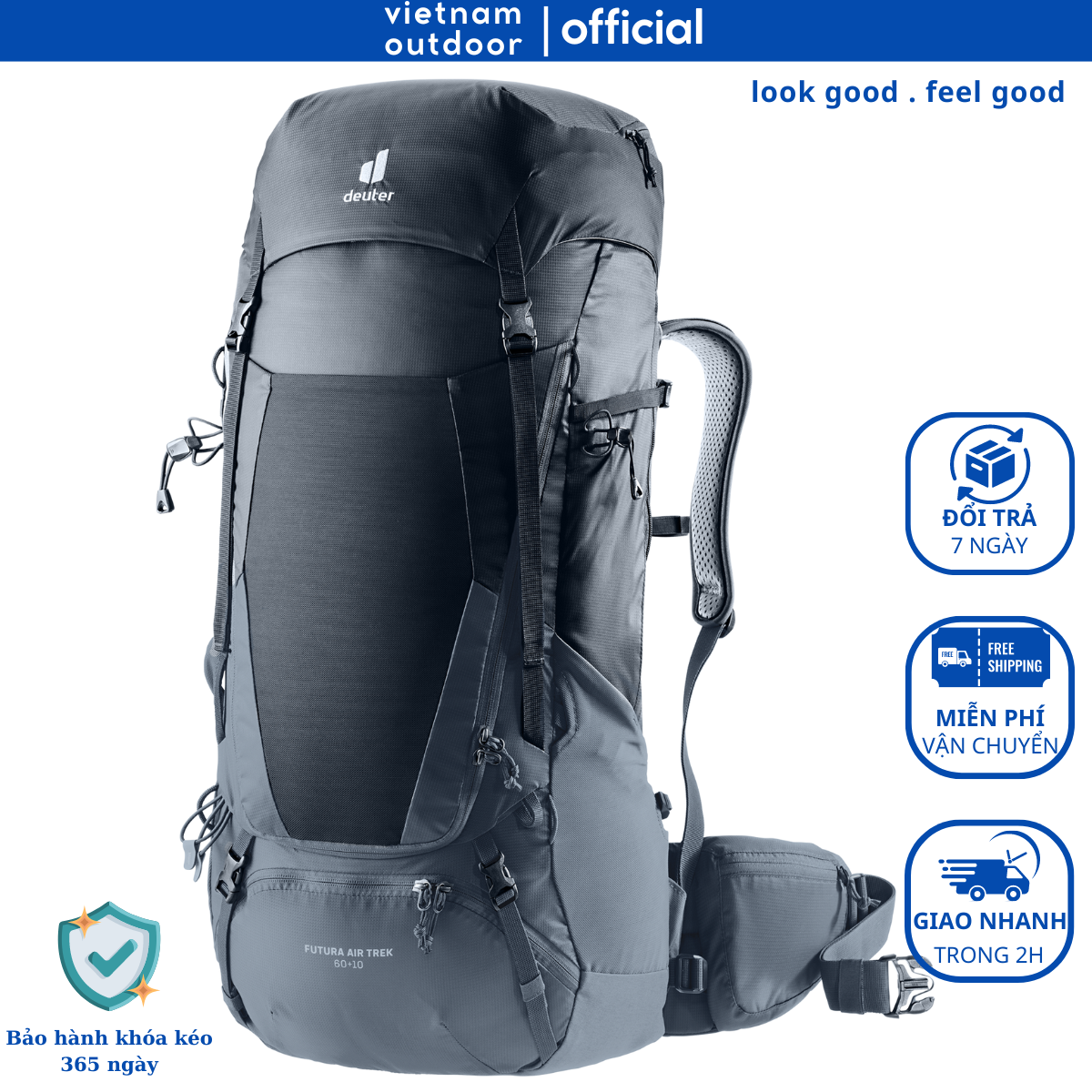 Balo Leo Núi Du Lịch DEUTER FUTURA AIR TREK 60+10 Chống Nước Kháng Bụi Đệm Lưng Thoáng Khí Có Trợ Lự