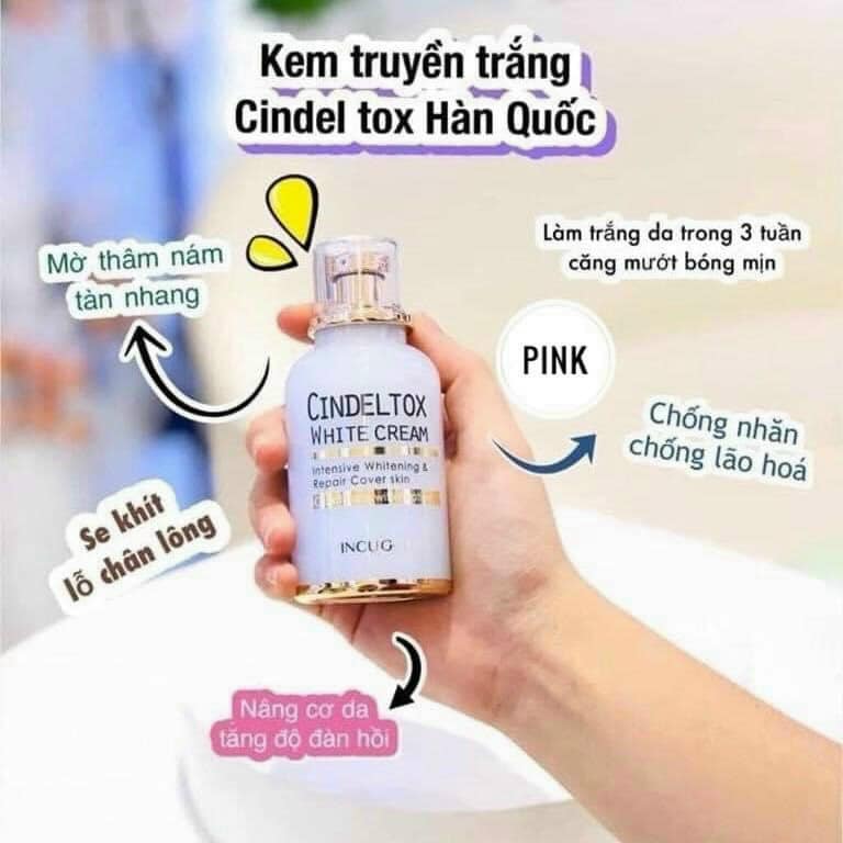 [Mua 1 tặng 1 ] KEM DƯỠNG TRẮNG  DA Cindel Tox White Cream Chính Hãng Hàn Quốc.Tặng Son Trị Giá 100k .Làm Trắng Da,Dưỡng Và Cung Cấp Độ Ẩm,Xóa Mờ Vết Thâm Nám Tàn Nhang,LIIN COMESTIC