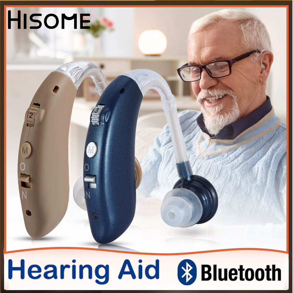 Hisome Máy trợ thính Bluetooth Mini Digital BTE có thể sạc lại Bộ khuếch đại âm thanh dành cho người khiếm thính từ nhẹ đến nặng