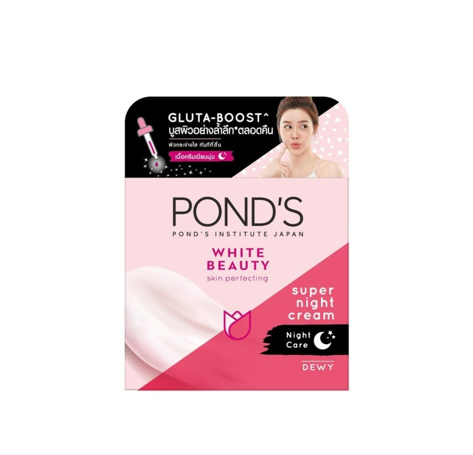 Kem dưỡng POND'S ban đêm super night cream30g, 50g, giúp da luôn giữ độ ẩm mượt suốt cả đêm đồng thời mang lại hiệu quả làm mờ đốm nâu, cho da sáng mịn không tỳ vết