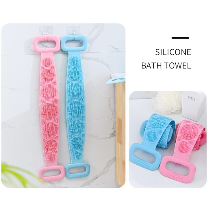 COMBO 2 Dây Tắm Chà Lưng 2 mặt Bằng Silicone tiện lợi - Dây Chà Lưng - Dây Kỳ Lưng Dây đai chà lưng 2 mặt đa năng dụng cụ bằng kỳ cọ massage tẩy da chết khi tắm