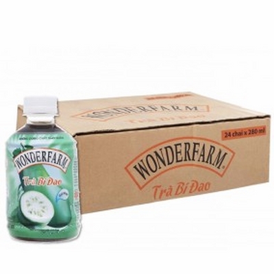Thùng 24 chai trà bí đao Wonderfarm 280ml, giúp thanh nhiệt, giải nhiệt và làm tan đờm, làm mát ruột và hết khát