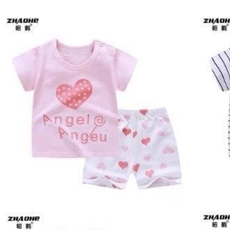 Bộ bé gái Quảng Châu bộ mùa hè cotton cho bé gái 0 - 4 tuổi bộ quần áo bé gái (màu hồng/cam/đỏ)