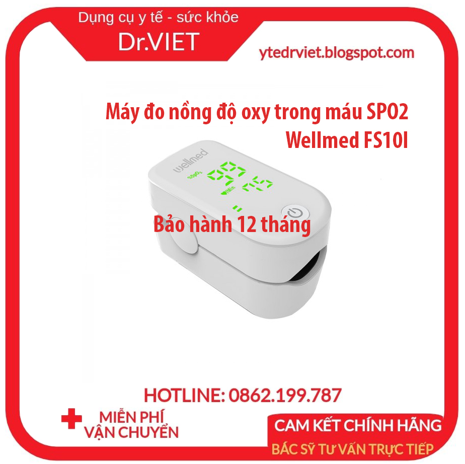 Gauge oxygen levels in the blood SPO2 WellMed FS10I small volume, lightweight, easy to carry, easy to operate. Automatically switches to standby mode when no signal, large battery capacity, no need to charge for long time. Exquisite design