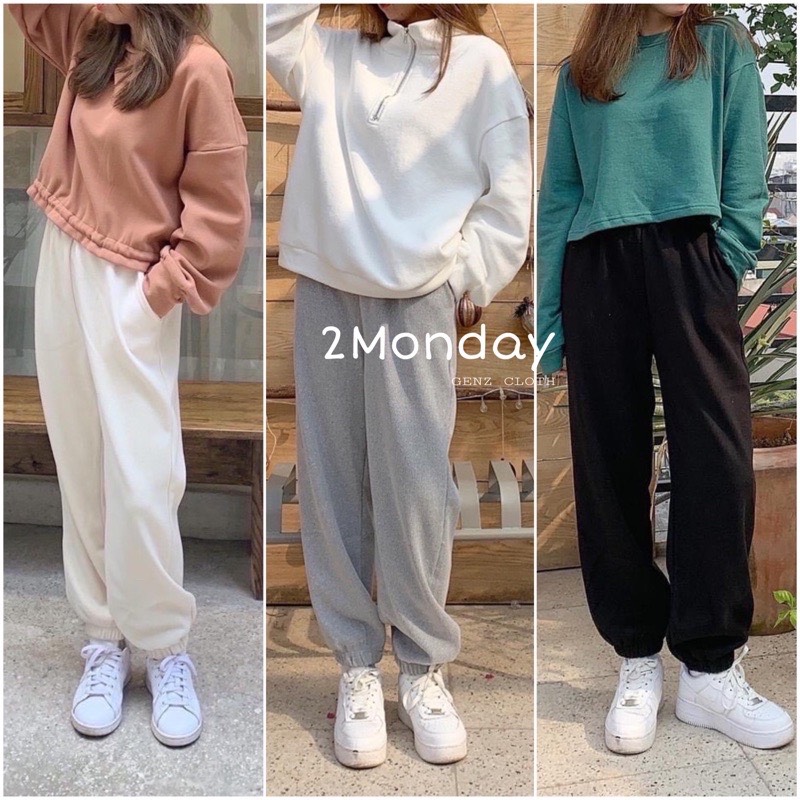 Quần jogger bo gấu nỉ nhung tăm mịn quần thể thao bo LOẠI 1 2monday