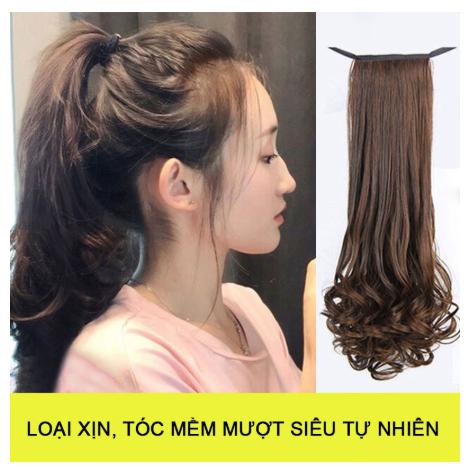 Tóc giả cao cấp buộc cột đuôi xoăn tự nhiên dài 48cm ảnh thật 100% !