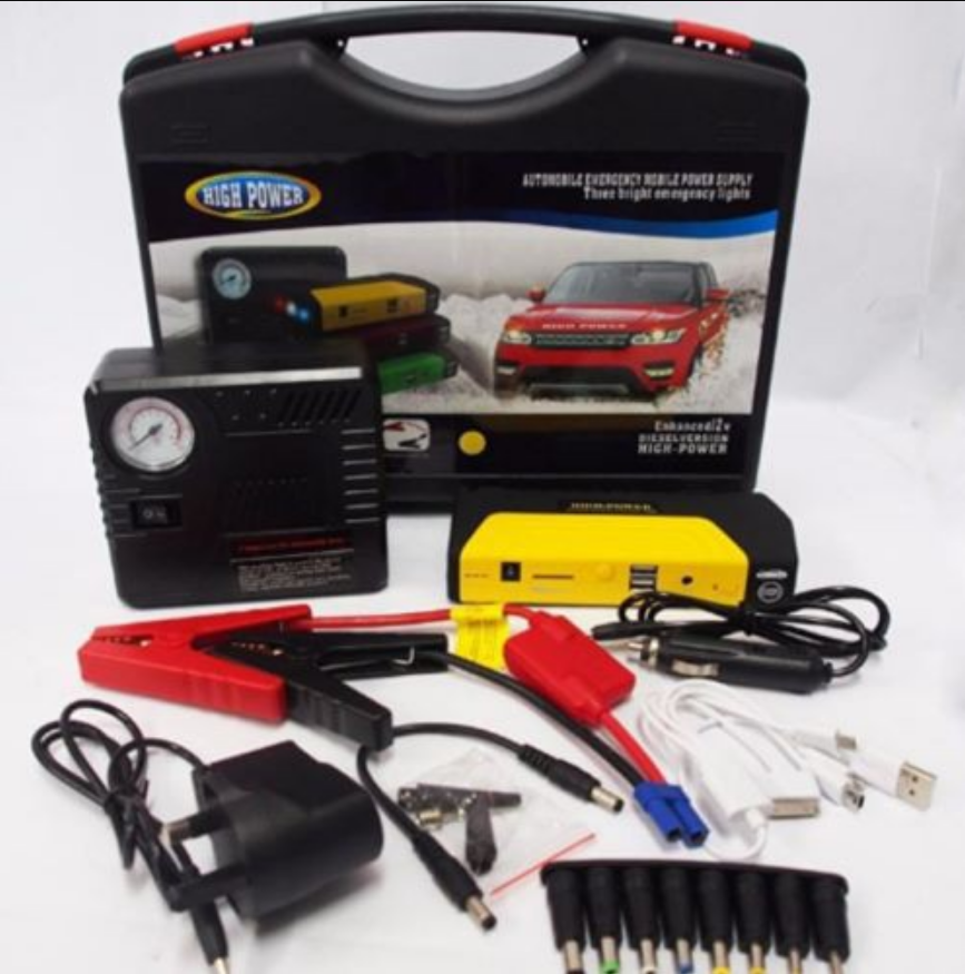 Bộ kích nổ điện ô tô High Power 3.0. Kích bình ắc quy đa năng kiêm sạc dự phòng,búa phá kính,kèm bơm lốp xe