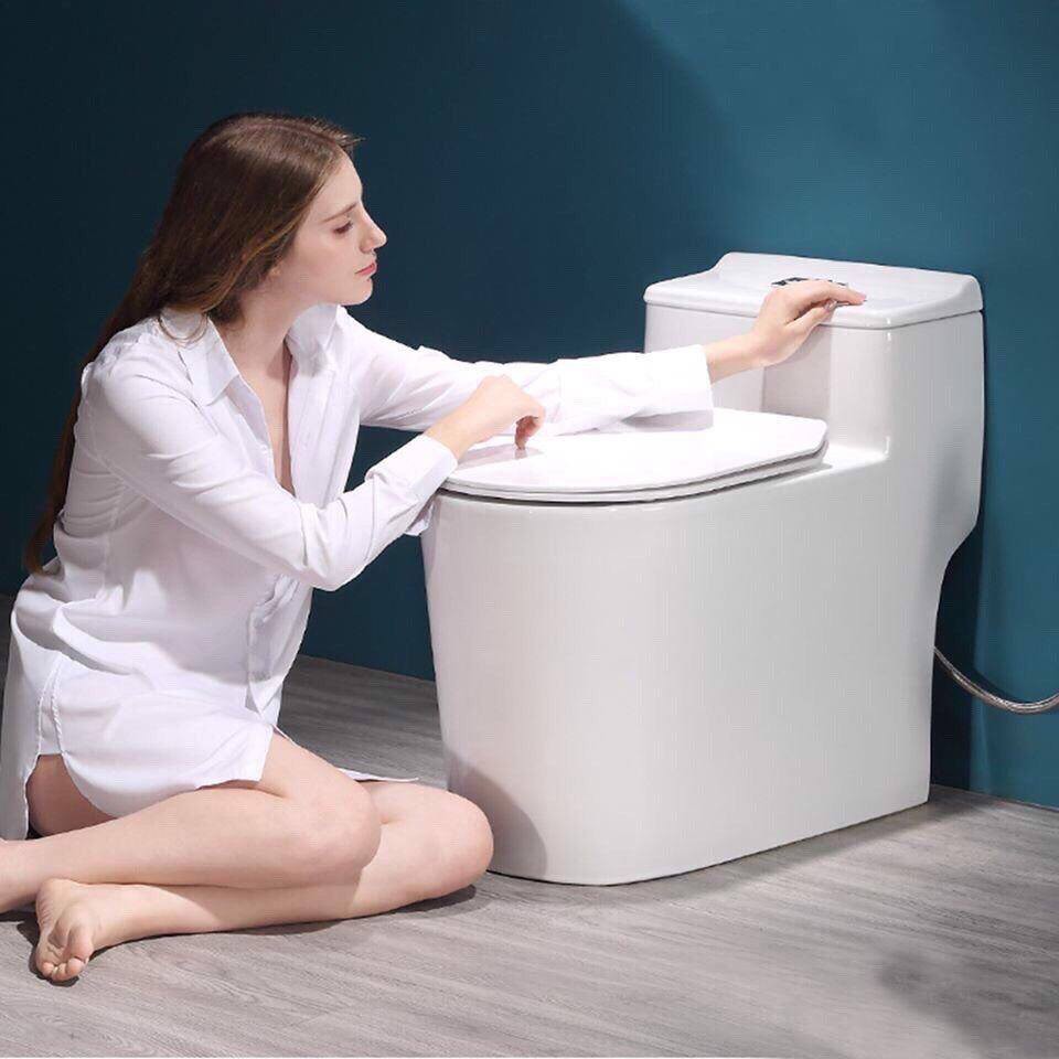 L.Hê Freeship Bồn cầu liền khối thế hệ mới phong cách và sang trọng men tuyết nano phủ ceramic cao cấp Xả xoáy kết hợp đẩy cực mạnh - Bảo hành 15 năm