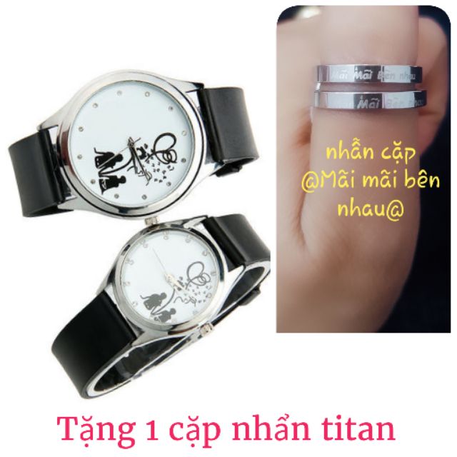 Đồng hồ cặp/2cái nam nữ kiểu dáng thời trang tang nhan tang pin