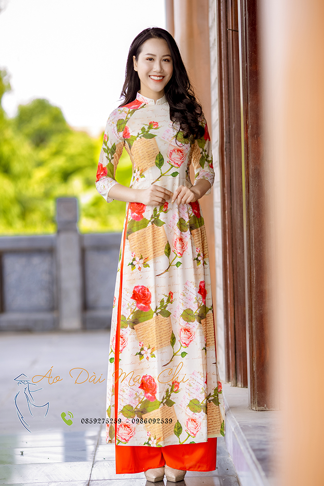 Bộ áo dài nàng thơ siêu đẹp mẫu số HB01 (Cả bộ áo kèm quần)