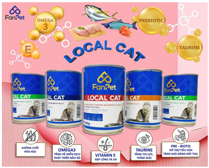 Pate local cat lon 400g dành cho mèo dạng jelly - pate cho mèo fan pet lon 400g