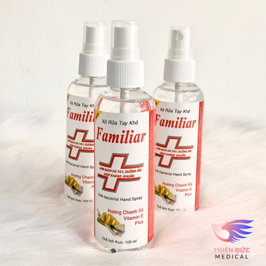 Xịt rửa tay khô 100ml familiar sát khuẩn, khử mùi