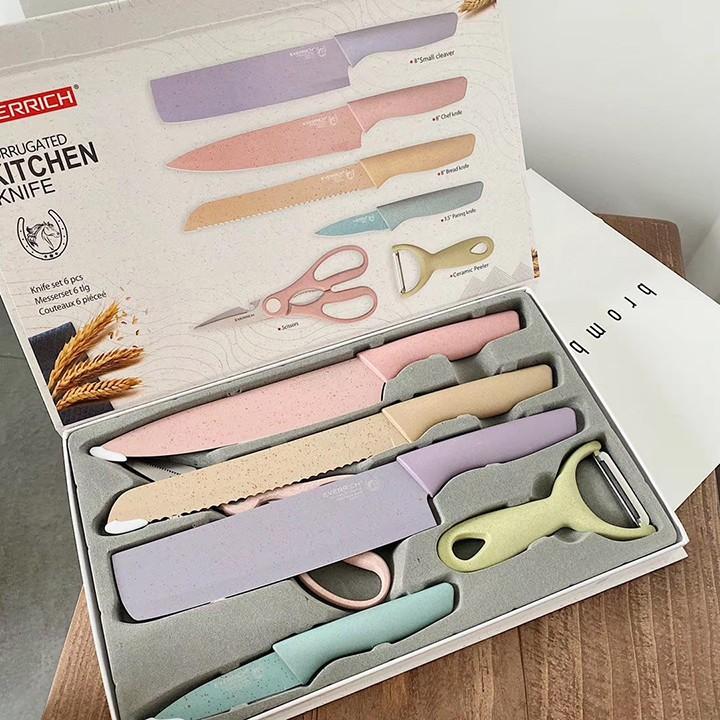 Bộ sét dao kéo everrichh lúa mạch sịn sò siêu sắc bén 6 chi tiết