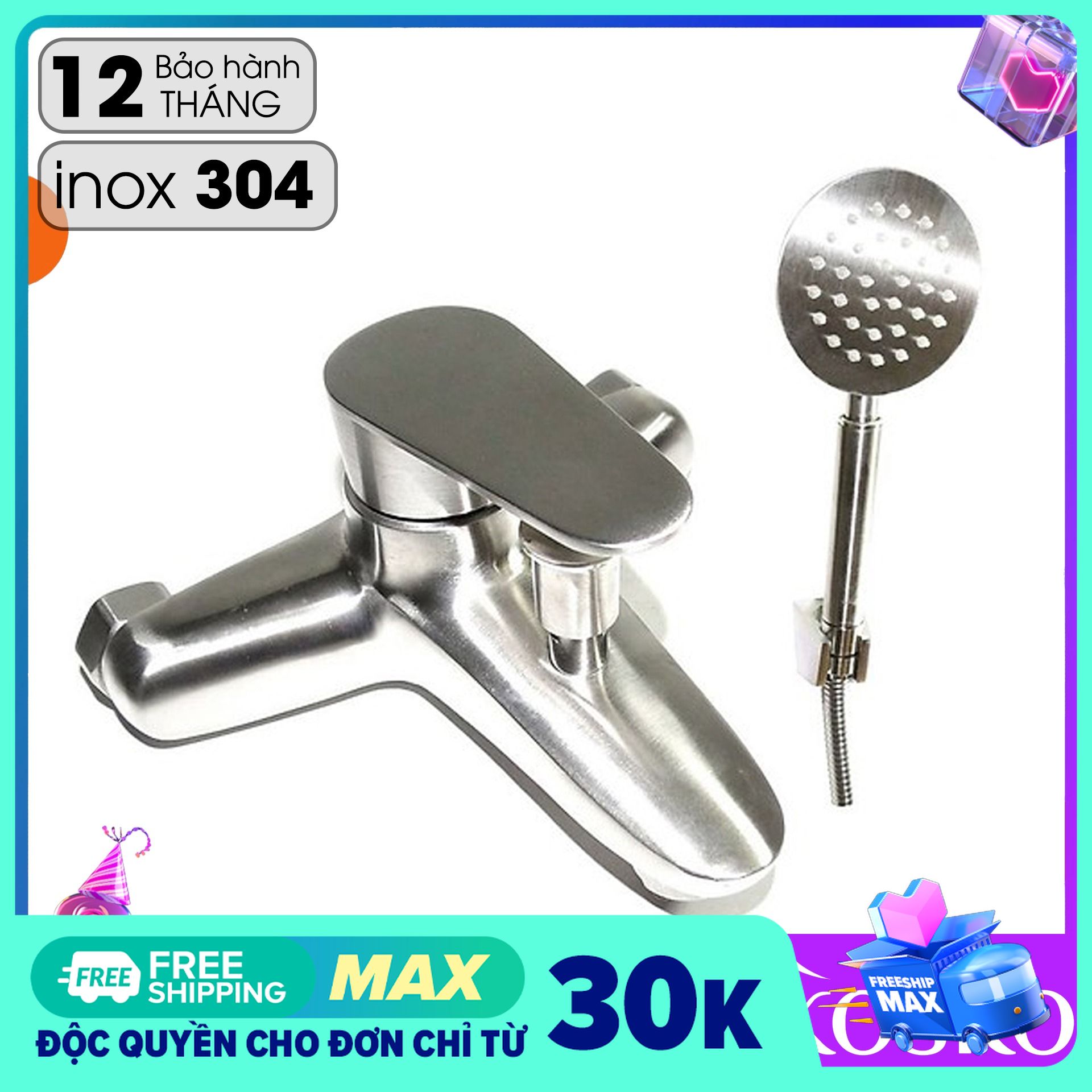 Bộ Vòi Sen Tắm Nóng Lạnh INOX SUS304 ĐÃ BAO GỒM TAY SEN VÀ CÁC PHỤ KIỆN ĐI KÈM (Bảo hành 2 năm, 1 đổi 1 trong vòng 7 ngày)