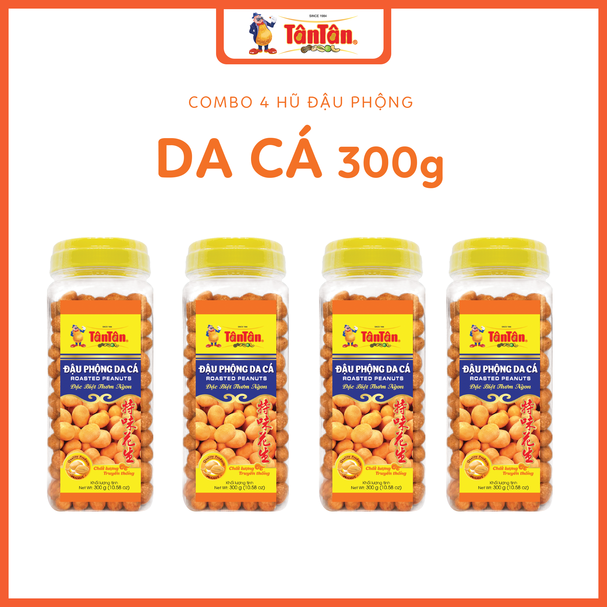 Combo 4 hũ Đậu phộng Da cá Tân Tân (300g/hũ)
