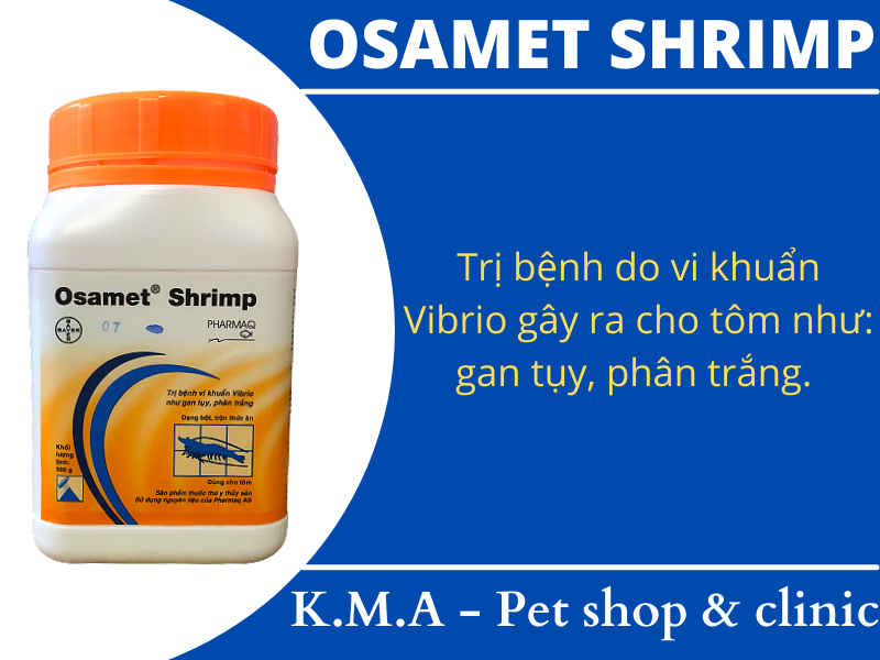 Osamet Shrimp hộp 500gr - Sử dụng cho tôm bị mòn râu, đứt đuôi, phát sáng, phân trắng, hoại tử, đen mang...