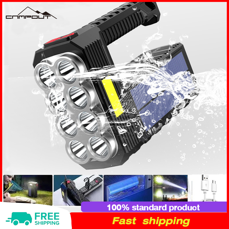 Đèn pin năng lượng mặt trời sạc USB có thể sạc lại đèn pin ánh sáng mạnh đèn pin led siêu sáng đèn pha di động đèn pha từ xa