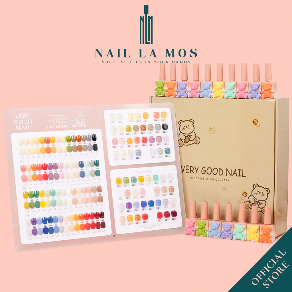 Set sơn gel Very Good Nail 60 màu - Bộ sơn gấu tone màu Hàn Quốc (tặng kèm bảng màu mica + 1 cặp bas