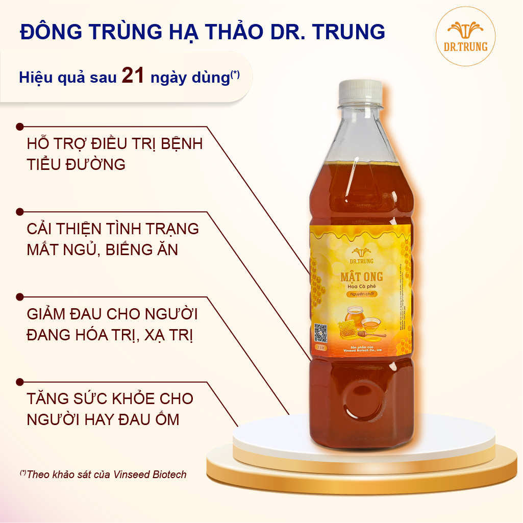 Dr. trung - mật ong hoa cà phê chai 1 lít, 100% nguyên chất.
