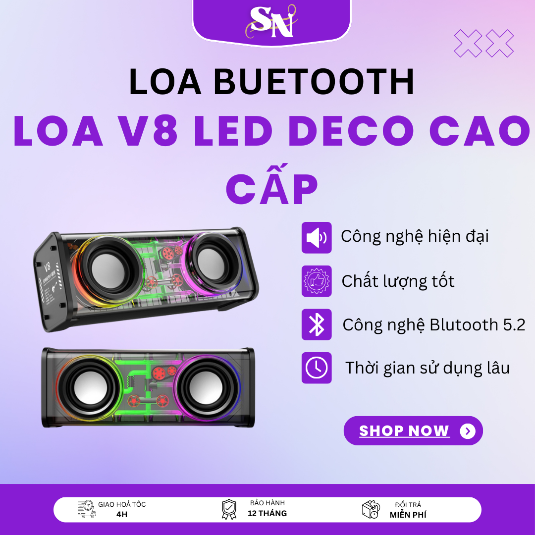 Loa Bluetooth V8 Giá Tốt Loa bluetooth không dây V8 mini cầm tay công suất lớn Loa Bluetooth Mini Để Bàn V8 Trang Trí Decor Cao Cấp Loa Bluetooth V8 phiên bản mới thiết kế trong suốt