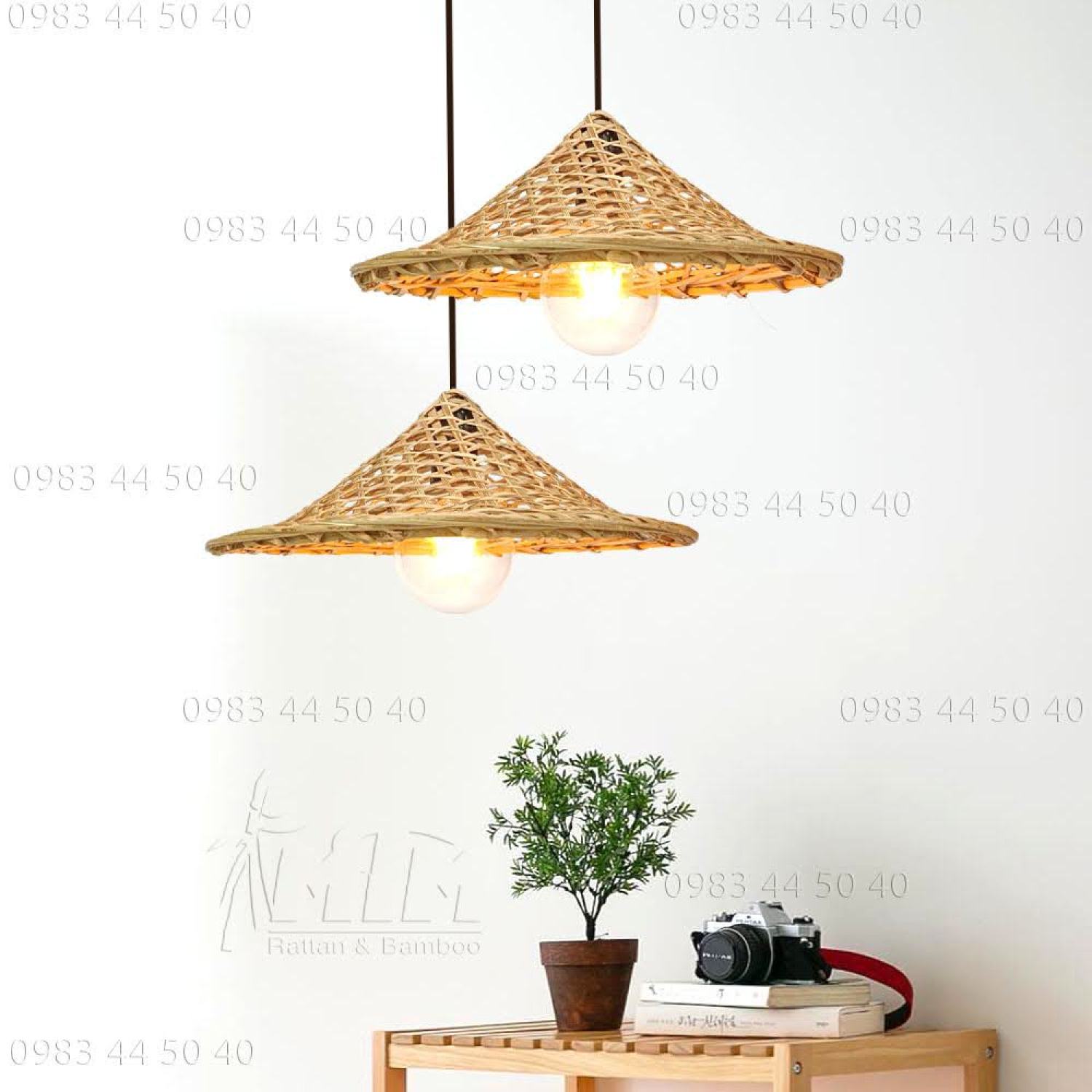 Đèn tre nón đại hiệp - Lồng đèn, Chụp đèn treo trang trí giá rẻ