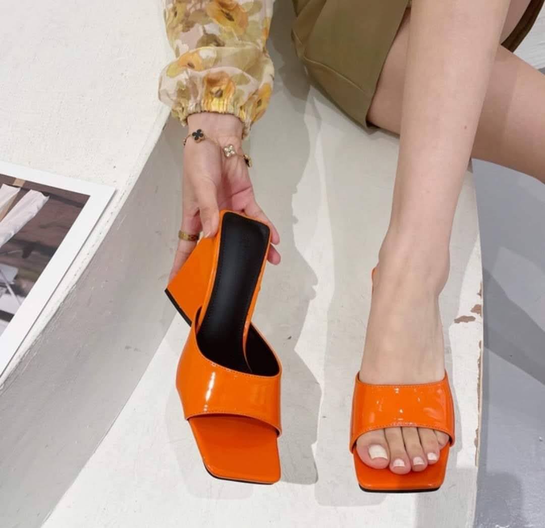 Dép guốc nữ quai ngang gót tam giác kiểu dáng thời trang ,sang trọng Shop Ammy