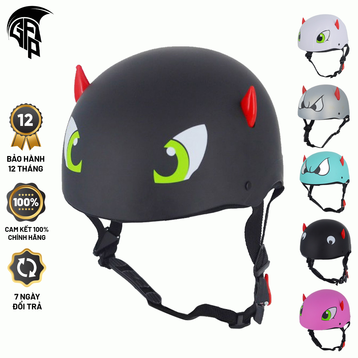 Mũ Bảo Hiểm nửa đầu VARO sừng thú - đáng yêu - nón bảo hiểm 1/2 cao cấp