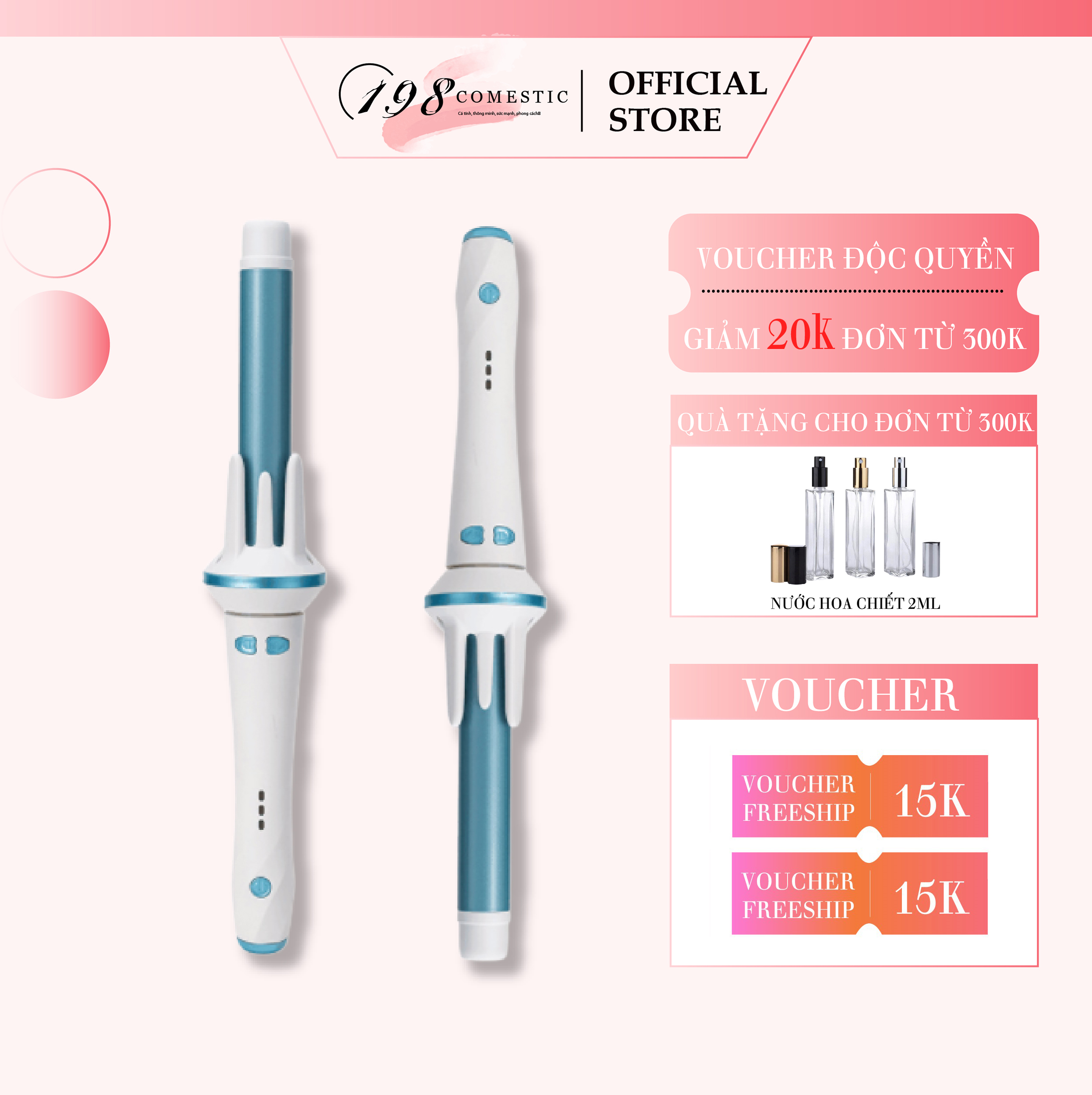 Máy uốn tóc xoăn tự động cao cấp phủ gốm sứ tourmaline bảo vệ tóc, uốn xoăn lọn