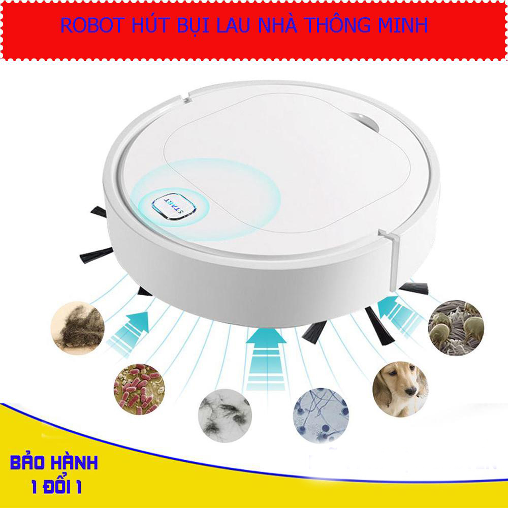 Robot Hút Bụi, Lau Nhà, Quét nhà 3 trong 1,nhỏ gọn, tiện lợi,thích hợp trên mọi loại sàn nhà, không gây ồn ào. BH 1 đổi 1. Giảm giá cực sốc trong hôm nay. Mua ngay!