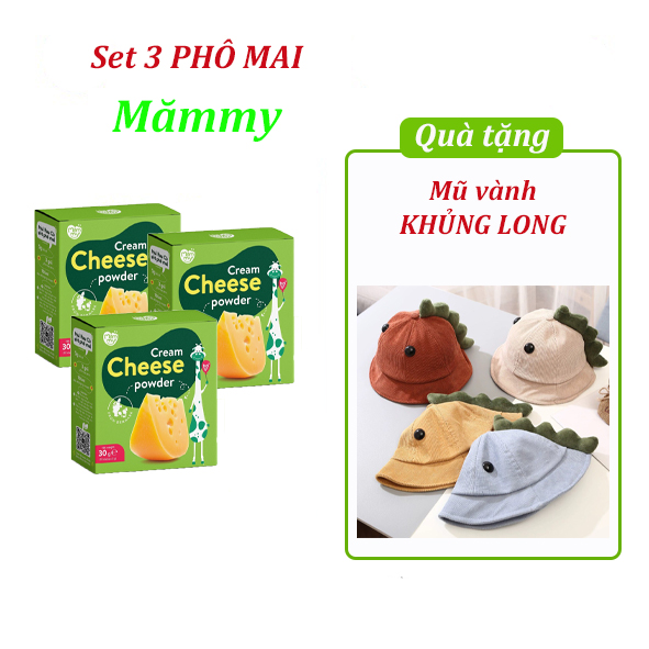 Set 3 phô mai săn dặm Mămmy dạng bột rắc cơm, cháo cho bé ăn dặm, hộp 10 ống