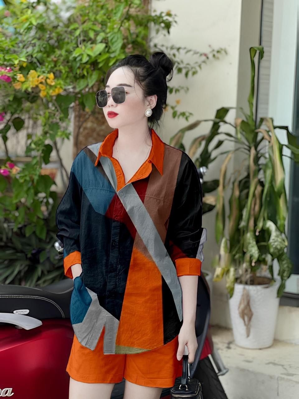 Set Đồ Nữ, Phong Cách Thầy Thích Minh Tuệ, Kiểu Áo Sơ Mi, Chất Vải Đũi Thoáng Mát, Mềm Mịn, Mã M61