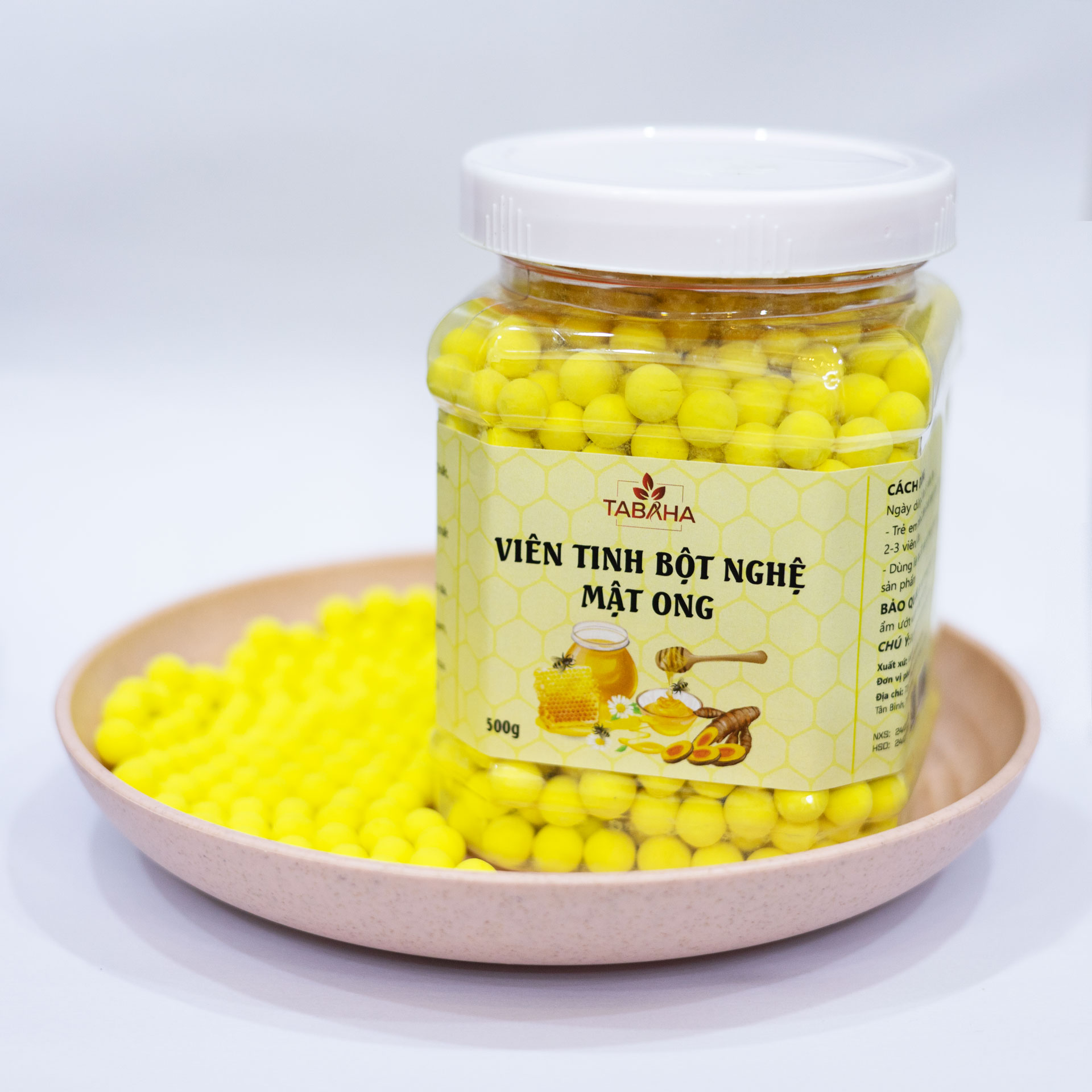 Hộp 500g Viên nghệ sữa ong chúa Tabaha - tinh bột nghệ mật ong - Viên nghệ mật ong