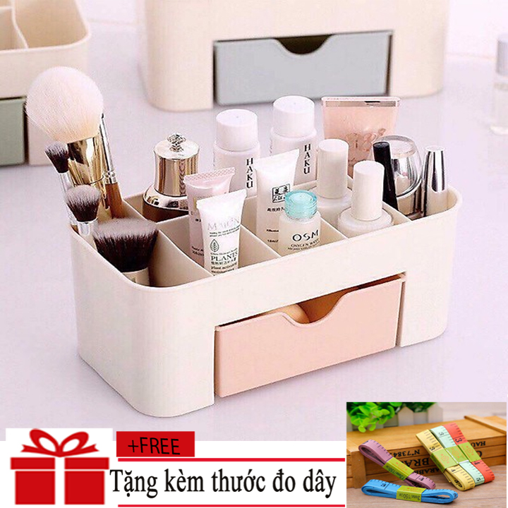 Tủ đựng mỹ phẩm mini tiện dụng, Kệ  Mỹ Phẩm Có Ngăn Kéo - Khay đựng mỹ phẩm đa năng giá rẻ, Hộp đựng mỹ phẩm + Tặng 1 thước dây đo 3 vòng cao cấp