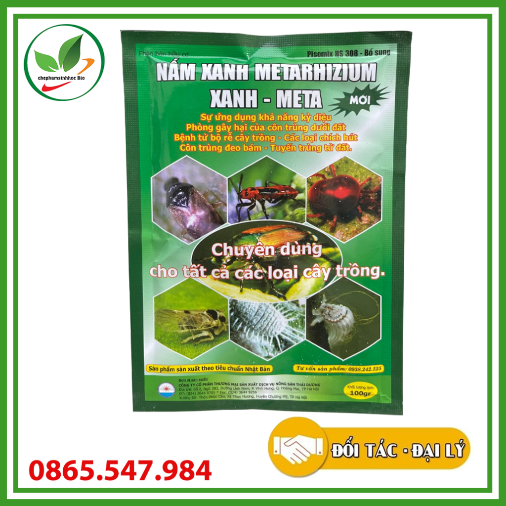 Nấm Xanh Metarhizium. Chế phẩm vi sinh trừ sâu, bọ trĩ, nhện đỏ, sùng đất sinh học. Gói 100g