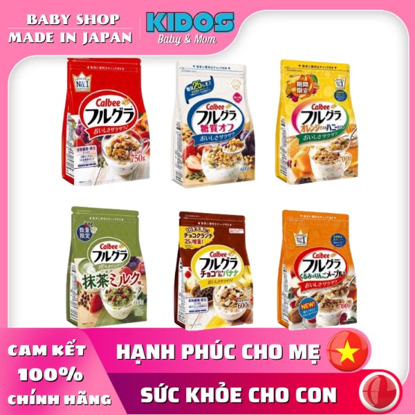 Ngũ cốc Calbee vị trái cây yến mạch ăn sáng đủ vị Nhật Bản