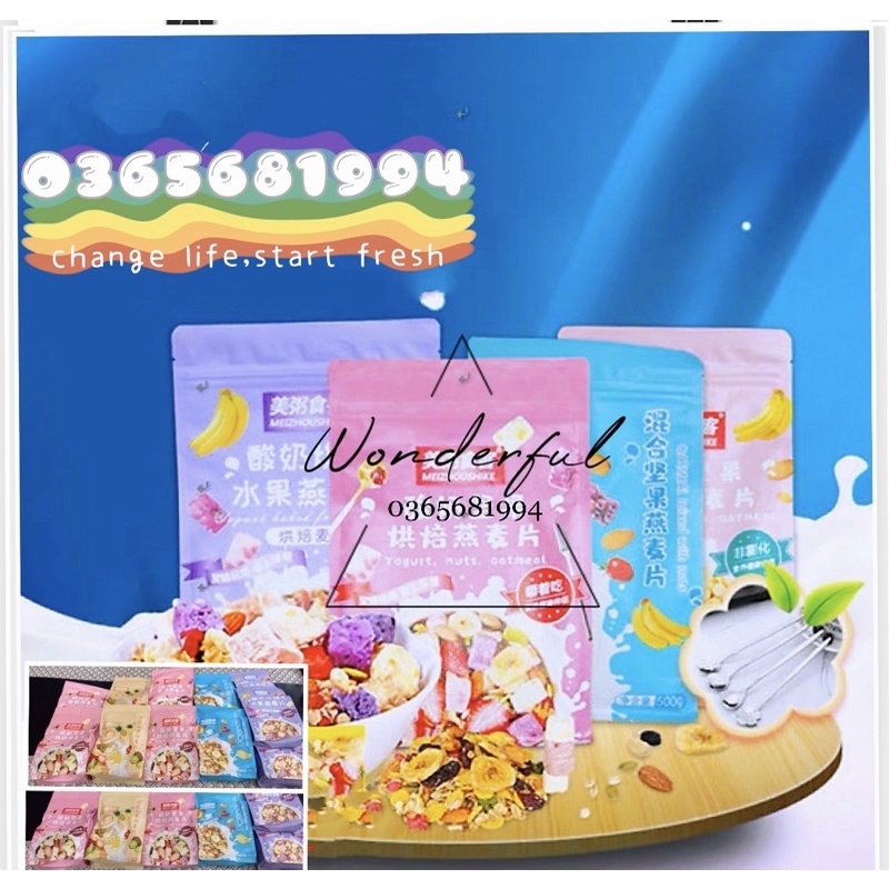 【HOT SALE】 [MUA 4 TẶNG BÁT] Ngũ cốc sữa chua hoa quảngũ cốc dinh dưỡng mix hạt quảngũ cốc/ngũ cốc ăn kiêng 500gr