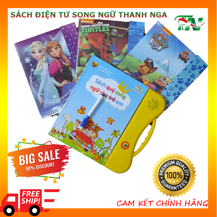 Sách Điên Tử Song Ngữ Anh- Việt Cho Bé, Sách Thông Minh Song Ngữ Điện Tử, Sách Nói Điện Tử Song Ngữ, Sách Thông Minh Cho Bé Từ 2- 7 Tuổi. Tặng 3 cuốn Sách Hình Dán Các Nhân Vật Hoạt Hình Nổi Tiếng