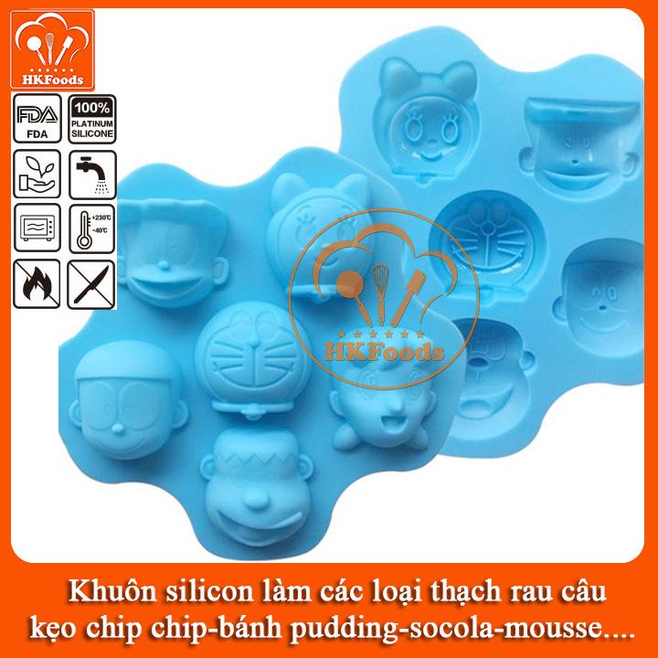 KHUÔN SILICON LÀM THẠCH RAU CÂU SOCOLA 6 NHÂN VẬT TRUYỆN DORAEMON