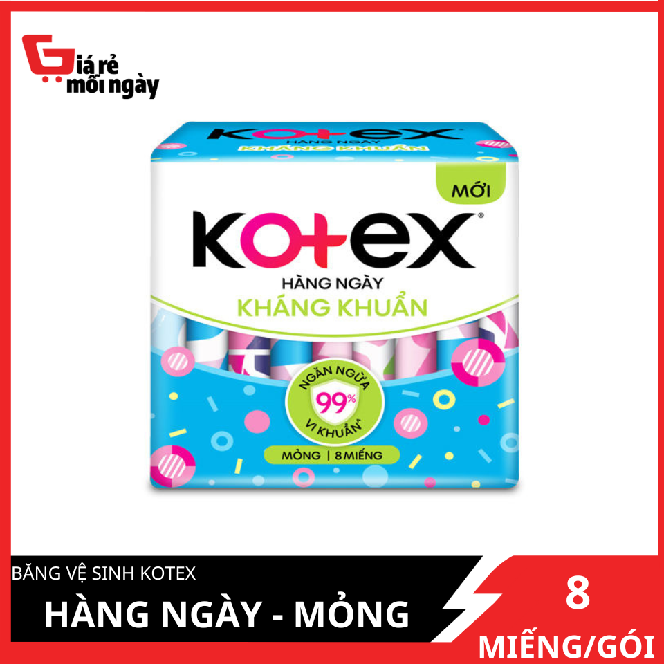 Băng Vệ Sinh Kháng Khuẩn Hàng Ngày Kotex Siêu Bảo Vệ 8 miếng