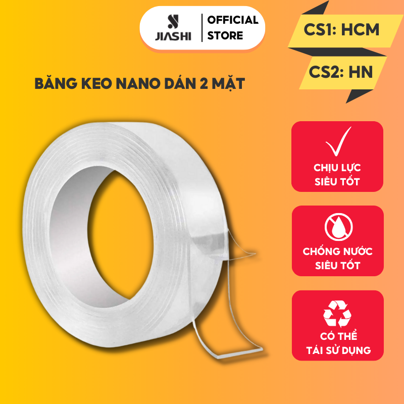 Combo cuộn băng keo trong suốt nano hai mặt đa năng có thể giặt và tái sử dụng - Băng dính siêu dính chắc chắn dán được mọi loại bề mặt BKN01
