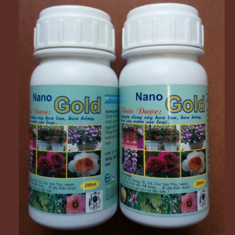Combo 2 lọ Chế phẩm Nano Gold Thảo dược lọ 250ml chuyên dùng trị bệnh cho hoa lan, hoa hồng, vườn hoa cây cảnh