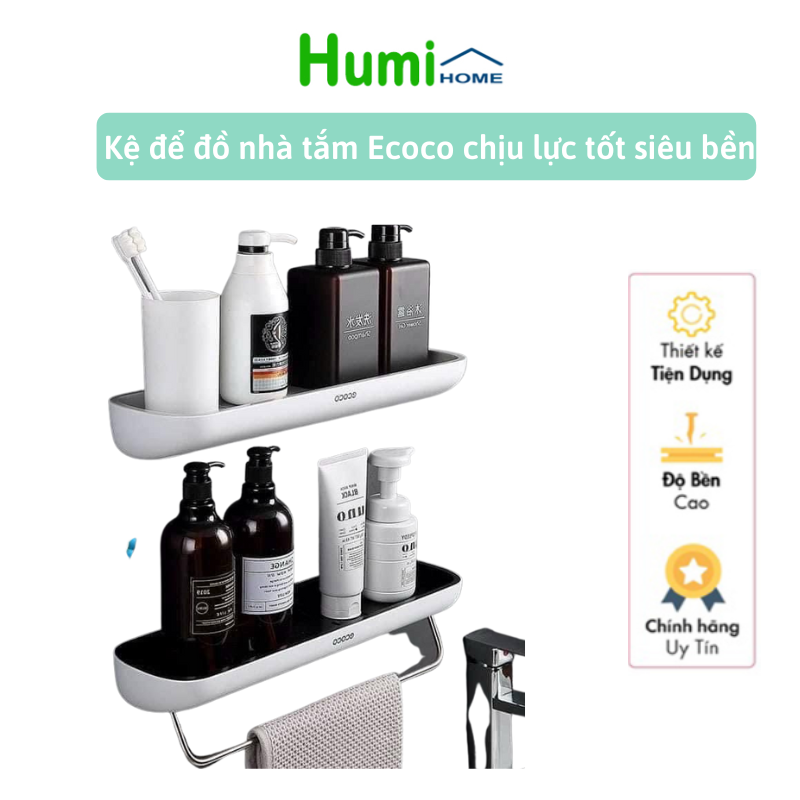 Kệ để đồ nhà tắm Ecoco cao cấp chịu lực nước lớn siêu bền, kệ dán tường nhà tắm siêu dính, kệ đa năng không cần khoan